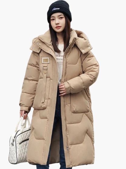 Doudoune Longue Femme Hiver à Capuche Style Urbain Élégant