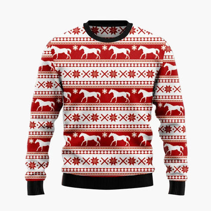 Pull de Noël original homme – Sweat à motif cheval humoristique, style fête et hiver