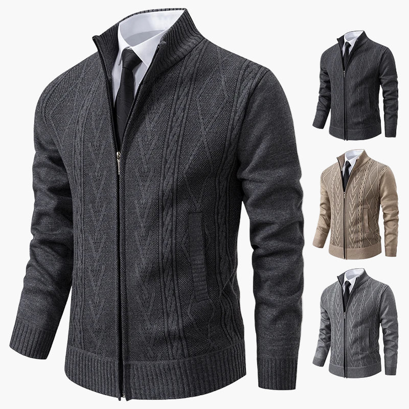 Gilet zippé homme style élégant à motif torsadé – Idéal pour affaires et sorties décontractées