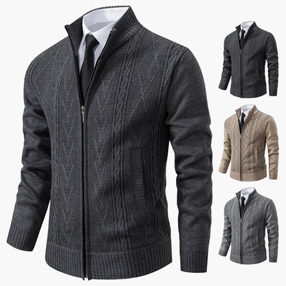 Gilet zippé homme style élégant à motif torsadé – Idéal pour affaires et sorties décontractées