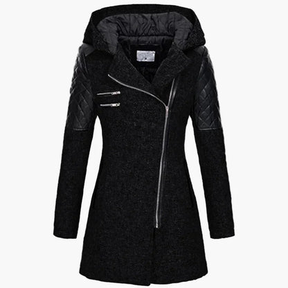 Manteau long femme à capuche style urbain élégant pour hiver et automne