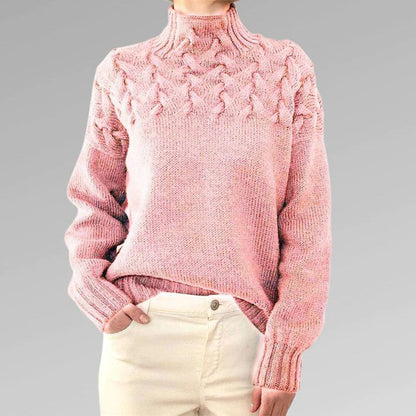 Pull à col montant torsadé pour femme – Style hivernal élégant et confortable