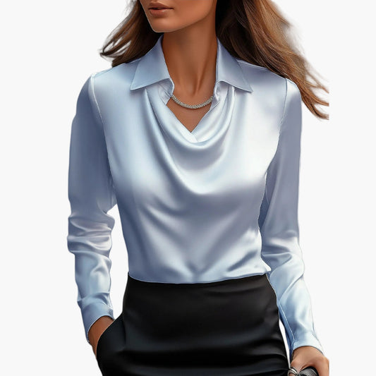 Camicia Donna Elegante Collo Drappeggiato Stile Raffinato per Ufficio e Eventi