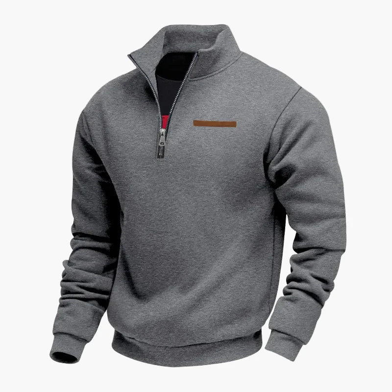 Sweat-shirt homme demi-zip col montant style décontracté pour voyages et loisirs
