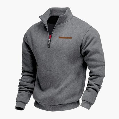 Sweat-shirt homme demi-zip col montant style décontracté pour voyages et loisirs