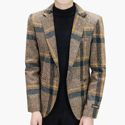 Blazer homme élégant à carreaux style moderne pour affaires et sorties
