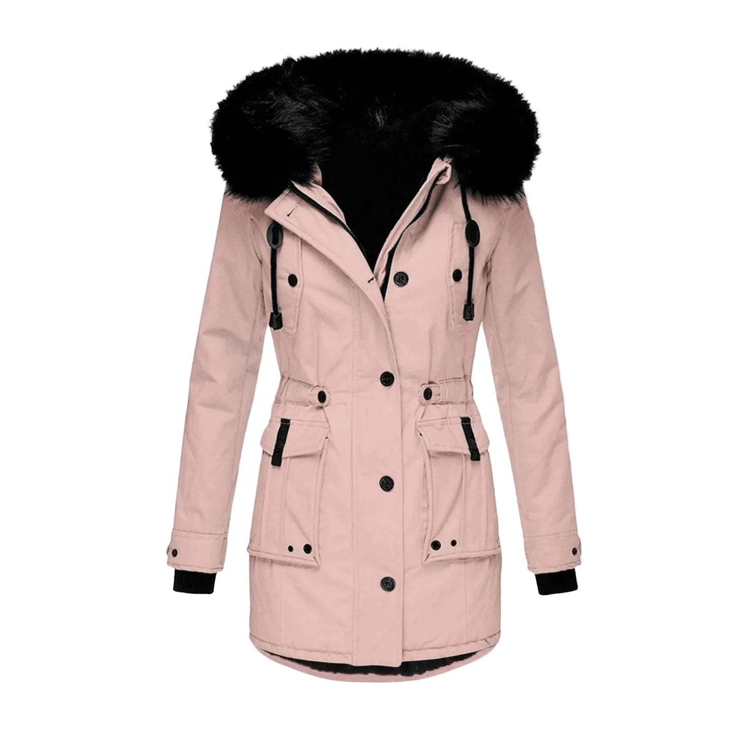 Manteau d'hiver femme grande taille avec capuche fourrure style vintage urbain