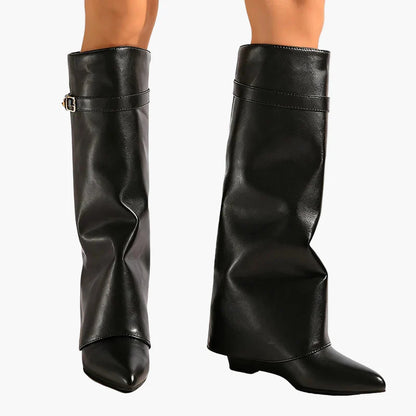 Bottes Femme Pointues à Talon Plat Style Moderne et Élégant