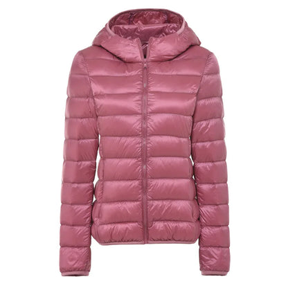 Veste doudoune à capuche pour femme, style urbain léger et chaud, idéale pour l'hiver
