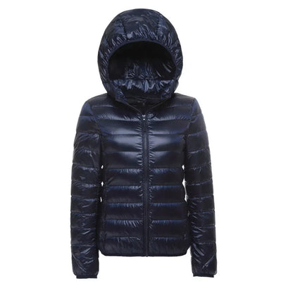 Veste doudoune à capuche pour femme, style urbain léger et chaud, idéale pour l'hiver