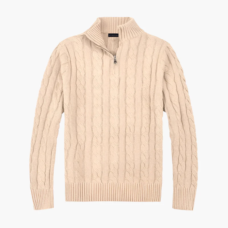 Pull demi-zippé style Old Money pour homme – Élégance et confort haut de gamme