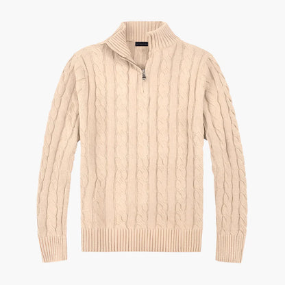 Pull demi-zippé style Old Money pour homme – Élégance et confort haut de gamme