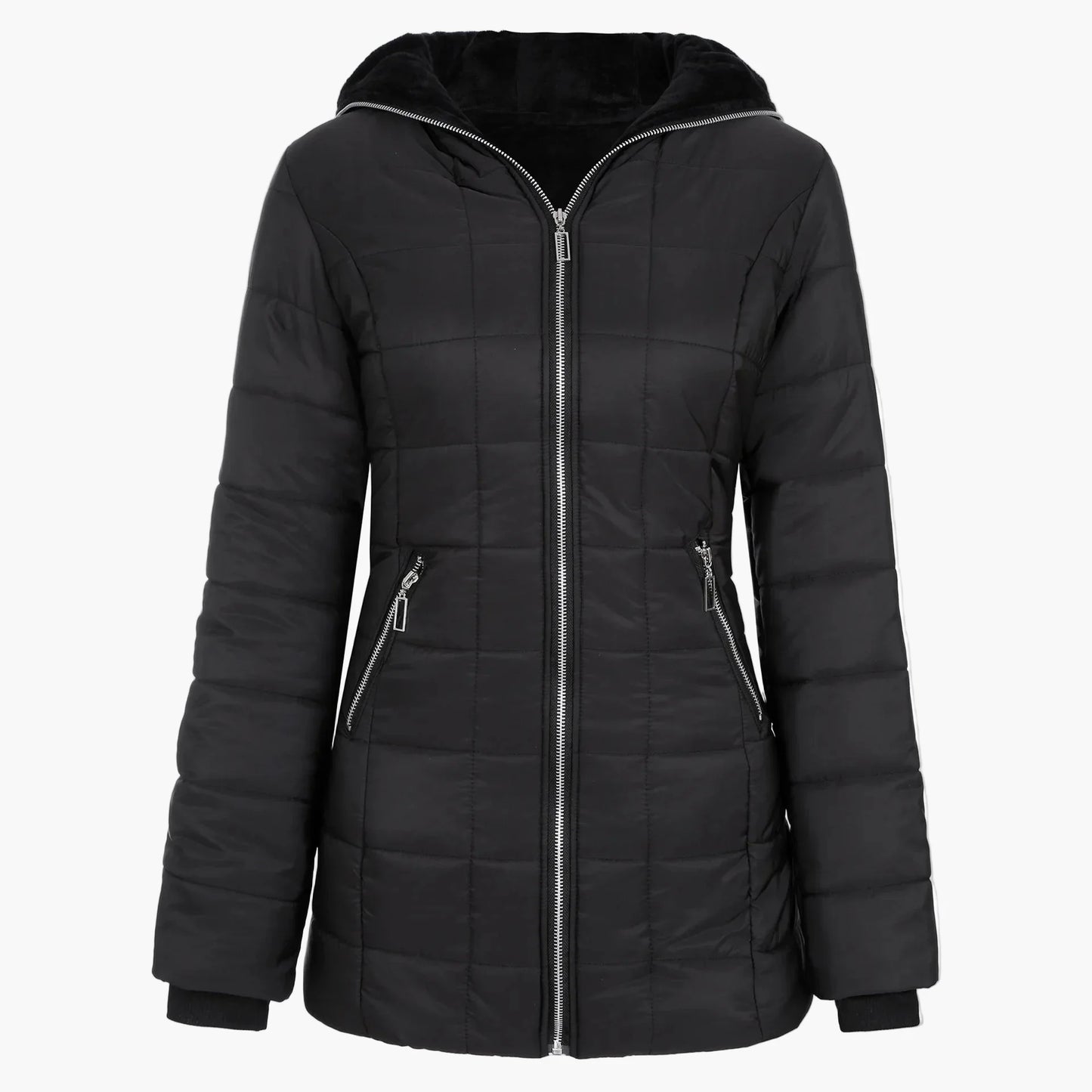 Veste d'hiver femme élégante à capuche style doudoune longue pour temps froid