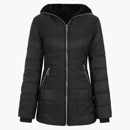 Veste d'hiver femme élégante à capuche style doudoune longue pour temps froid