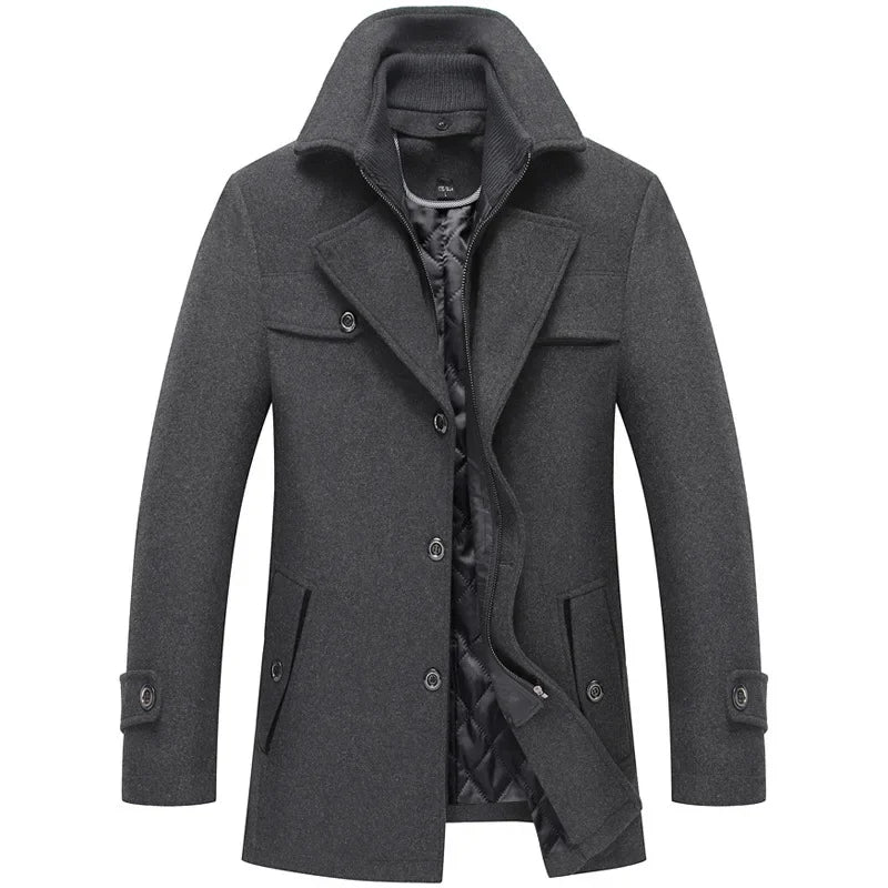 Manteau élégant à double col pour homme – Style urbain et raffiné pour l’hiver