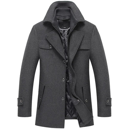 Manteau élégant à double col pour homme – Style urbain et raffiné pour l’hiver