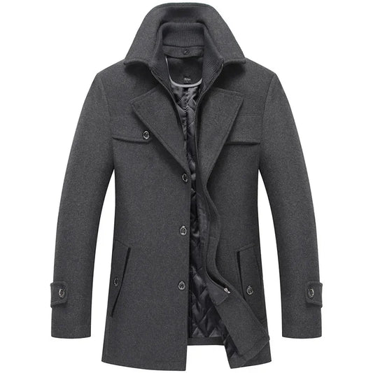 Manteau élégant à double col pour homme – Style urbain et raffiné pour l’hiver