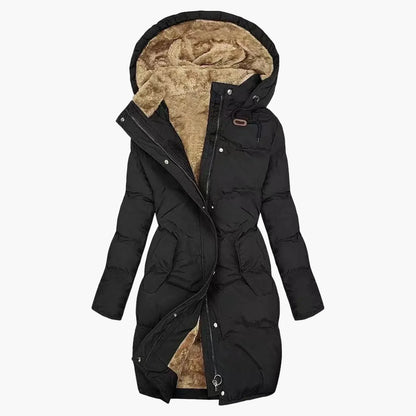 Manteau d'hiver long à capuche pour femme, style élégant et chaud, idéal pour l'hiver