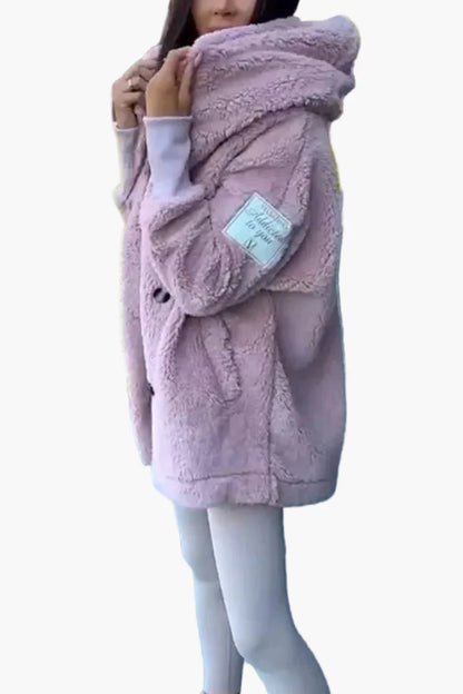 Manteau à capuche style peluche pour femme, tendance décontractée et élégante