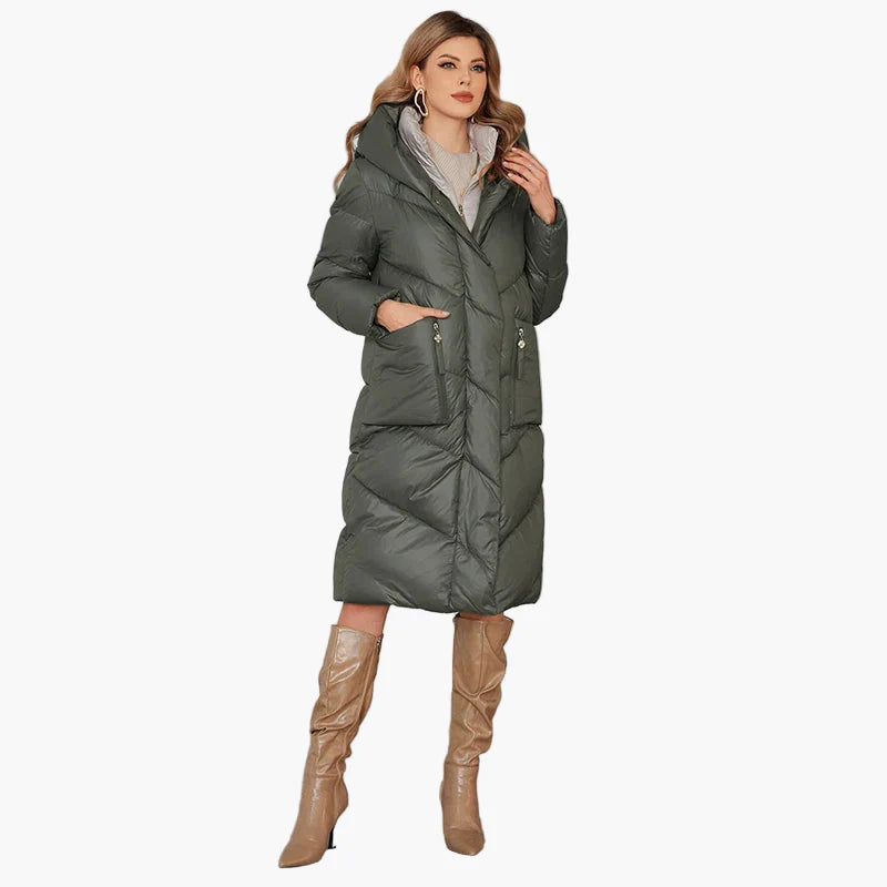 Manteau doudoune long femme style urbain élégant hiver