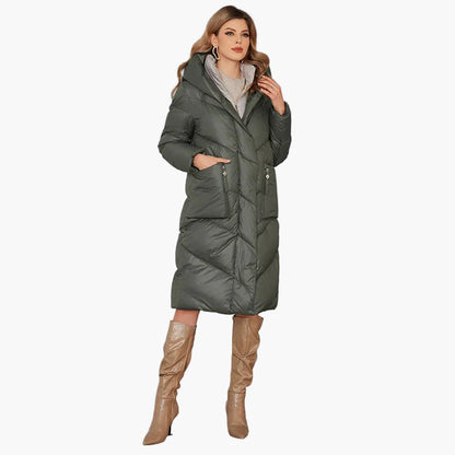 Manteau doudoune long femme style urbain élégant hiver