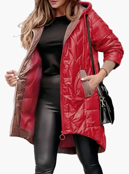 Veste longue matelassée à capuche pour femme – Style urbain chic pour l’automne et l’hiver