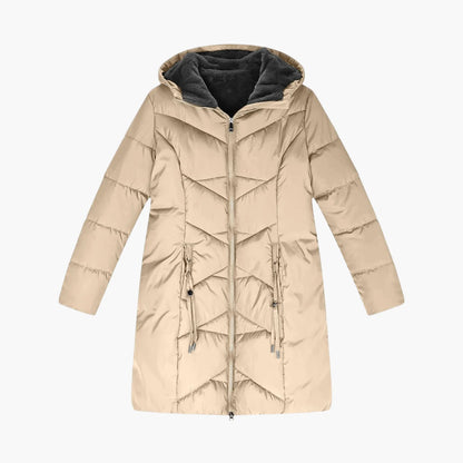 Manteau d'hiver long femme à capuche style doudoune coupe-vent élégant