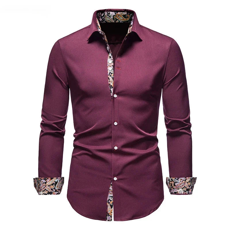 Victor – Chemise Homme Coupe Ajustée à Imprimé Paisley Manches Longues