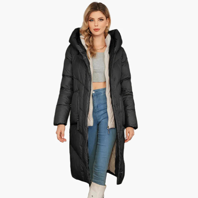 Manteau doudoune long femme style urbain élégant hiver