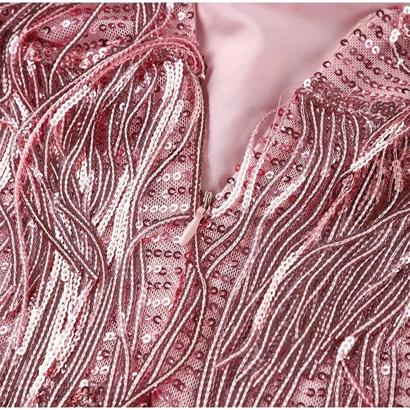 Abito da sera donna stile anni '20 con frange e piume – Perfetto per serata elegante o festa alla moda