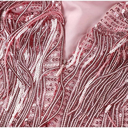 Abito da sera donna stile anni '20 con frange e piume – Perfetto per serata elegante o festa alla moda