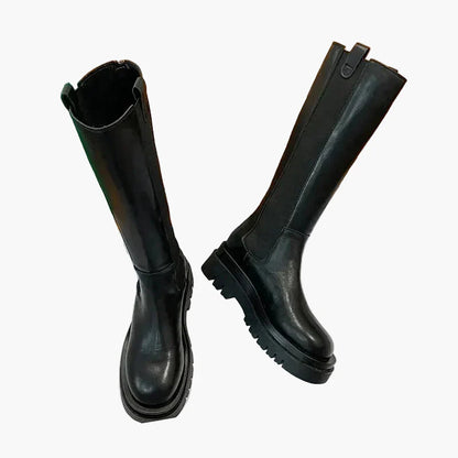 Bottes hautes à semelle épaisse pour femme - Style urbain et tendance