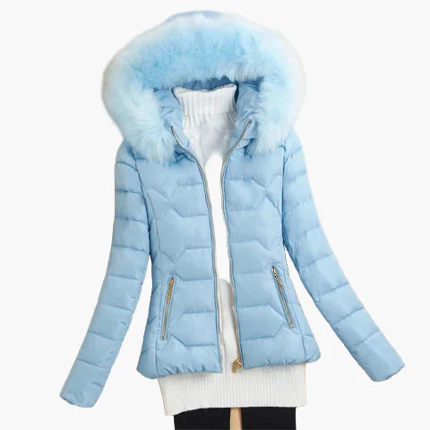 Doudoune Femme Élégante avec Capuche Large et Fermeture Zippée - Style Hiver Urbain