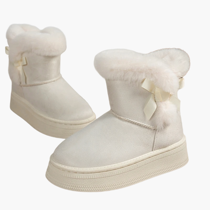 Bottes d'hiver femme style décontracté avec doublure chaude et nœud décoratif