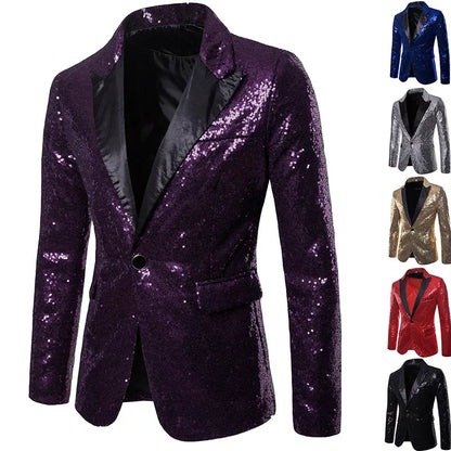 Veste de soirée homme à paillettes multicolores, style festif pour événements et fêtes