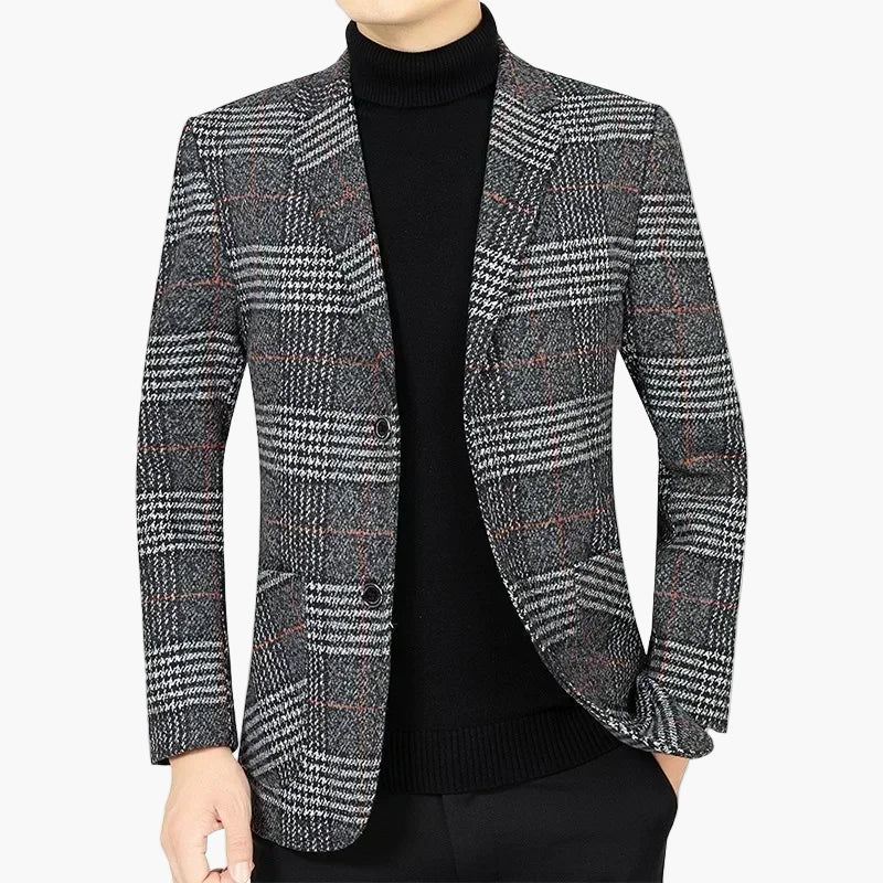 Veste Blazer Homme Élégant à Carreaux Style Business Décontracté