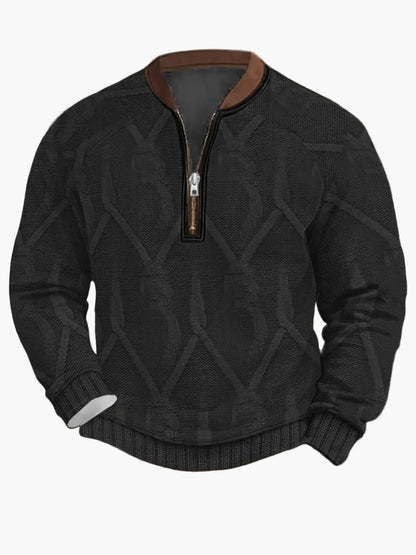 Sweat-shirt homme demi-zip style urbain tendance pour printemps et automne