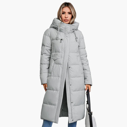 Manteau long matelassé à capuche pour femme, style urbain hiver