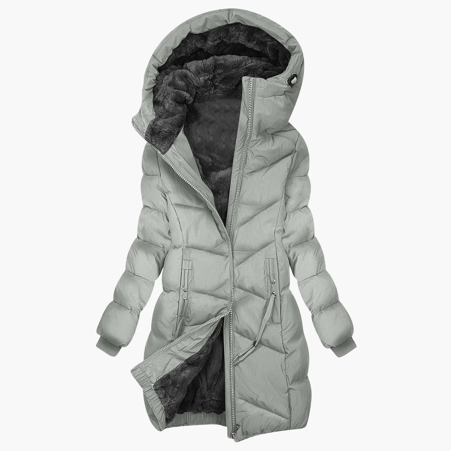 Manteau d'hiver long femme à capuche style doudoune coupe-vent élégant