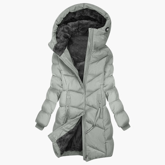 Manteau d'hiver long femme à capuche style doudoune coupe-vent élégant
