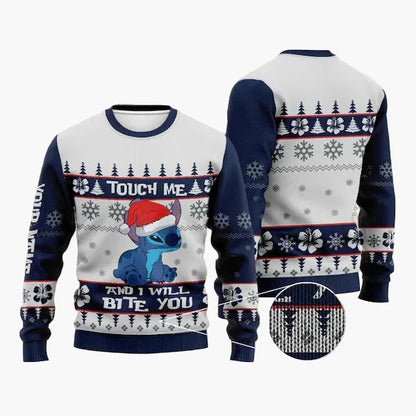 Pull de Noël unisexe style "ugly sweater" Stitch – Motif festif pour fans Disney, idéal fêtes et cadeaux