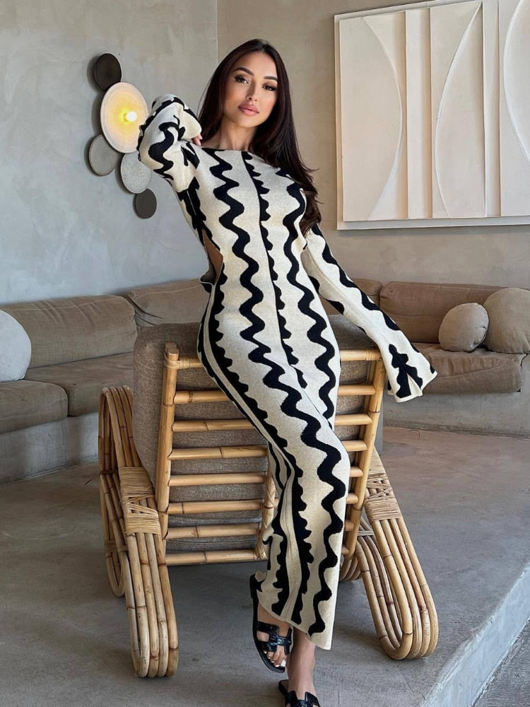 Juliette - Robe Longue en Maille à Manches Longues