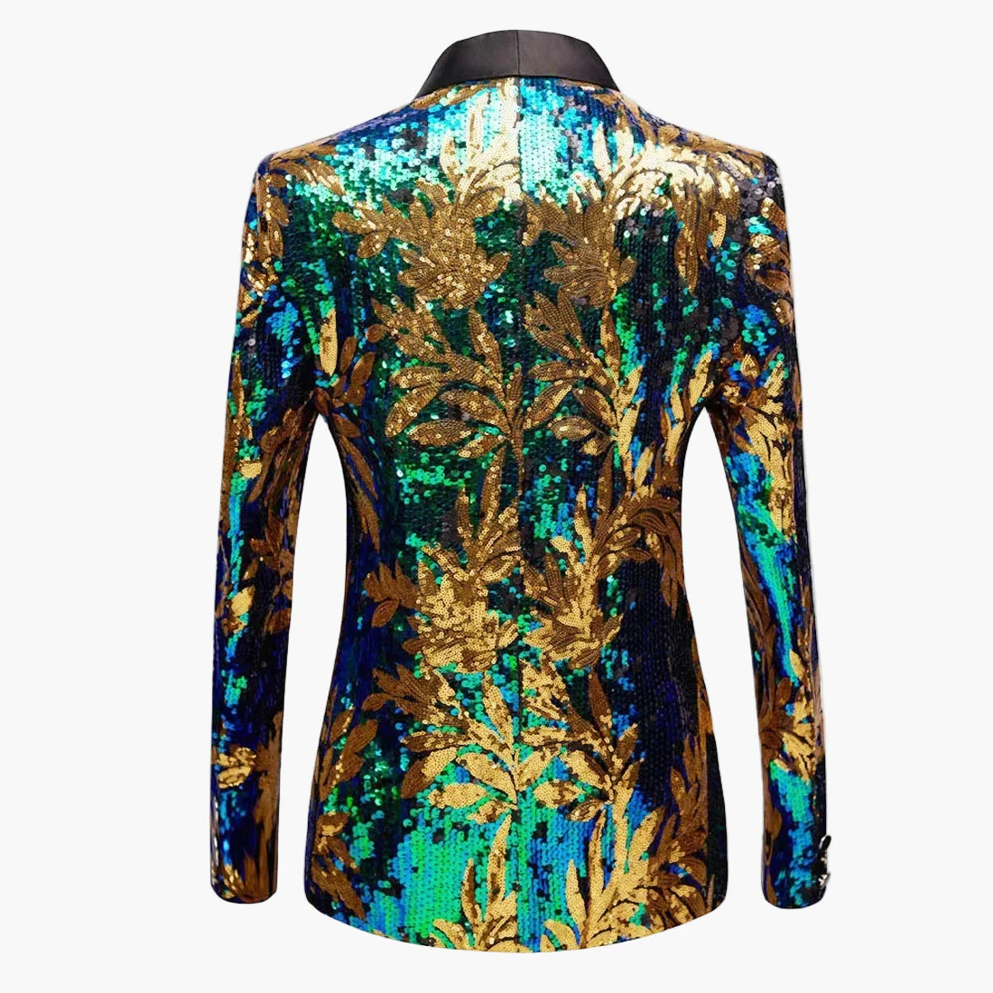 Veste de soirée homme style smoking à sequins motif botanique – Élégance pour événements spéciaux