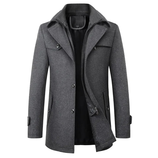 Giles – Manteau Homme en Mélangée à Double Col