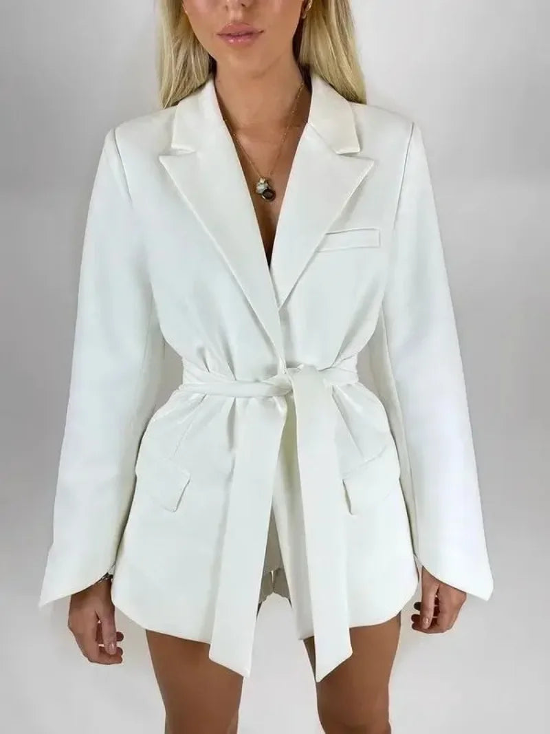 Carol – Robe Blazer Femme à Manches Longues avec Ceinture