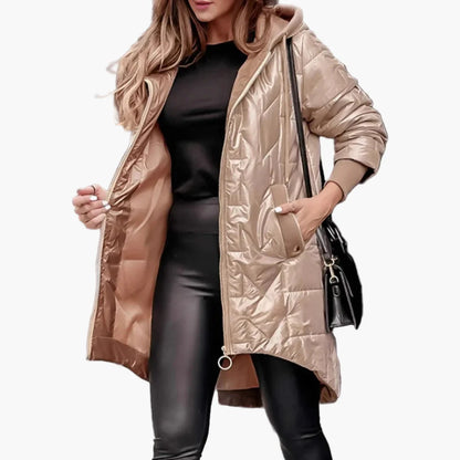 Veste longue matelassée à capuche pour femme – Style urbain chic pour l’automne et l’hiver