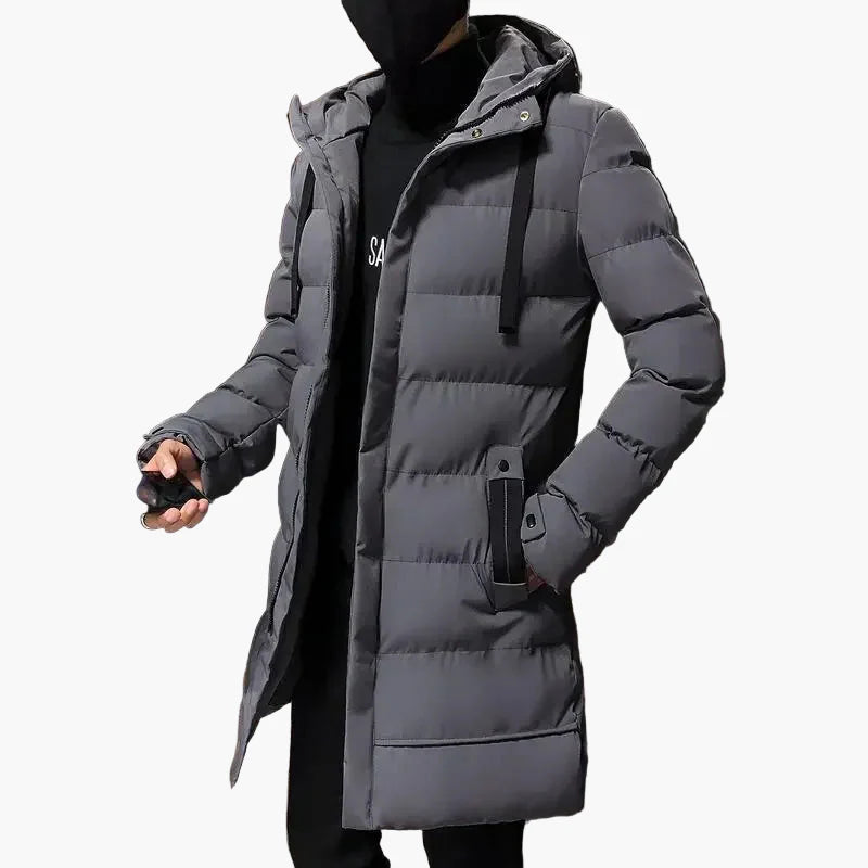 Manteau d'hiver homme style long urbain avec capuche - Mode décontractée et chaude