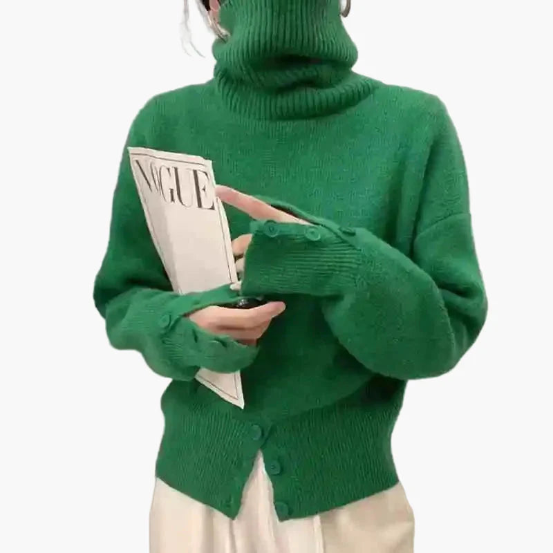 Pull à Col Roulé Décontracté pour Femme – Style Oversize Élégant pour l’Automne et l’Hiver