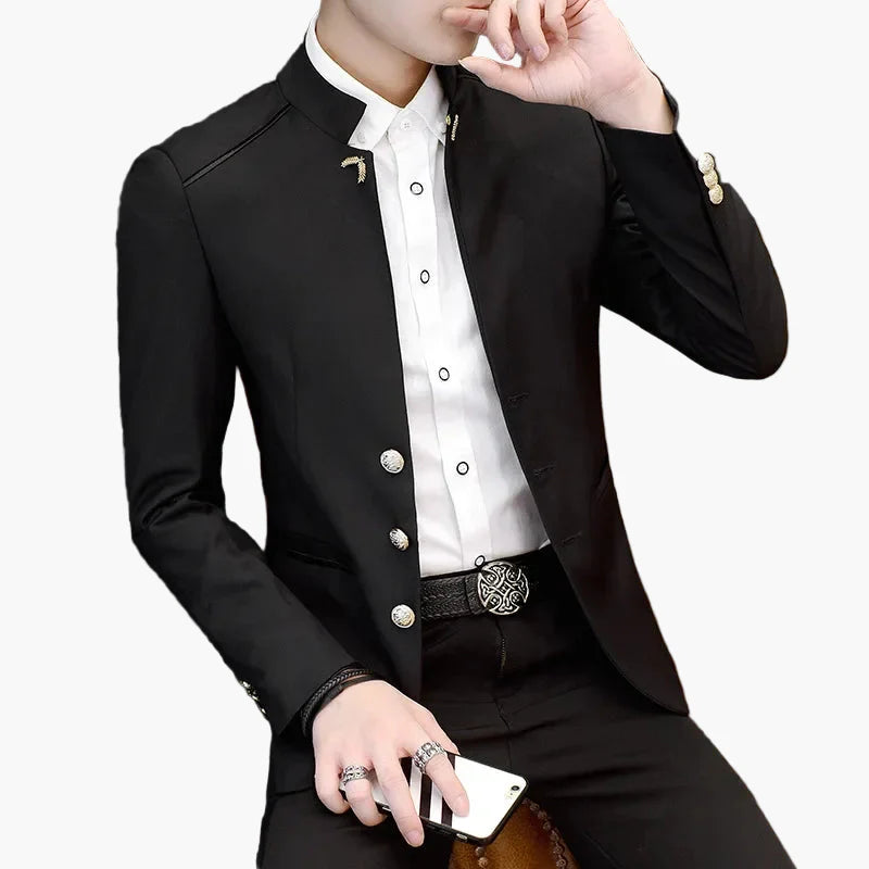 Veste élégante col mao pour homme style urbain chic soirée et bureau