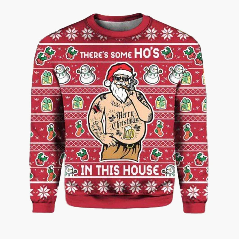 Pull de Noël homme style motard biker – Sweat-shirt festif humour Santa moto